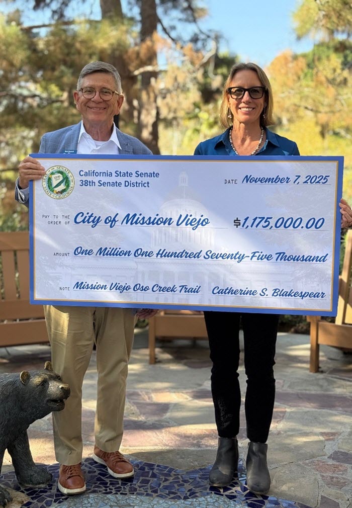 I was delighted to present a check to Mission Viejo Mayor Bob Ruesch.
