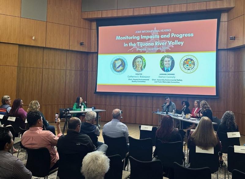 Last week I held a joint state legislative hearing with the Senate Environmental Quality Committee‚ which I chair‚ and the Assembly Environmental Safety and Toxic Materials Committee about the Tijuana River Valley pollution problem. We met at the Scripps Seaside Forum in La Jolla.