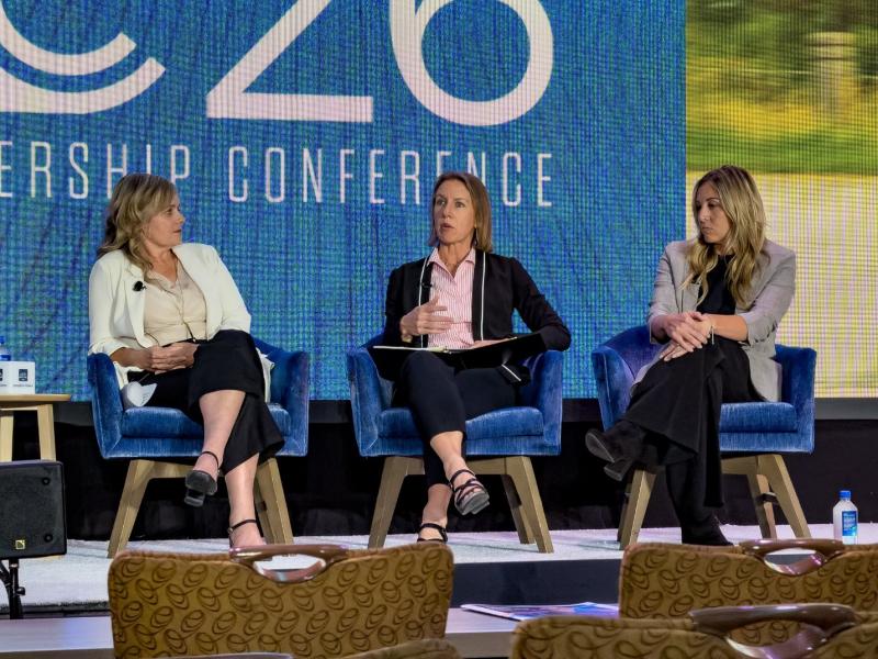 Senator Blakespear on stage for panel discussion.