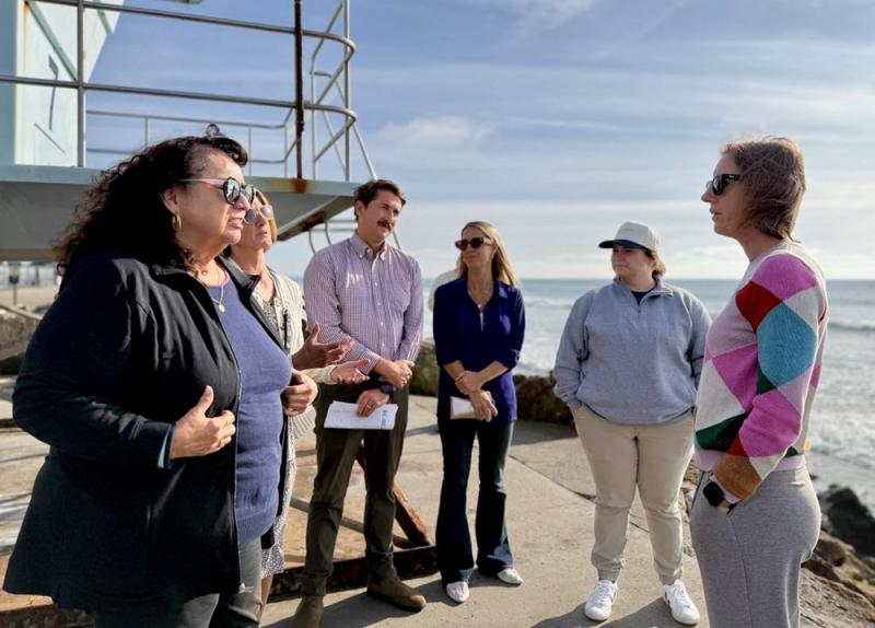 With (left to right) Oceanside Mayor Esther C. Sanchez; Jayme Timberlake‚ Coastal Zone Administrator for the City of Oceanside; Nick Sadrpour‚ Senior Coastal Scientist at GHD; Elise Wetherell‚ Management Analyst for the City of Oceanside; and Elisa Arcidiacono from Townsend Public Affairs.