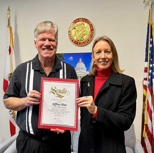 Photo of Jeffrey Olsen with Senator Blakespear