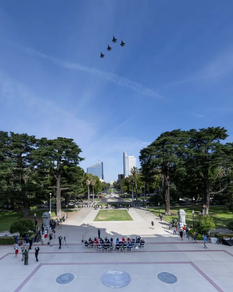 Military flyover as seen from the Capitol’s west steps