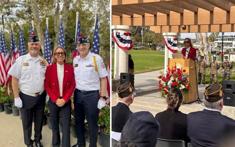 The Veterans Day ceremonies in Mission Viejo (left) and Solana Beach (right).