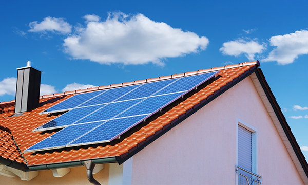 solar panels on a house roof