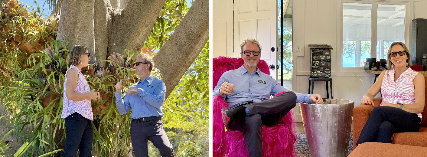 Senator Blakespear visiting San Diego Botanical Garden and sitting down to speak with Adam Schwerner.
