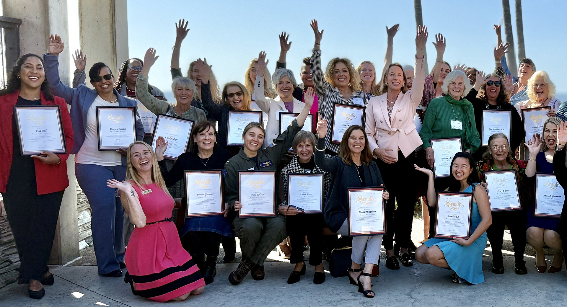 Senator Blakespear with a group of women with awards